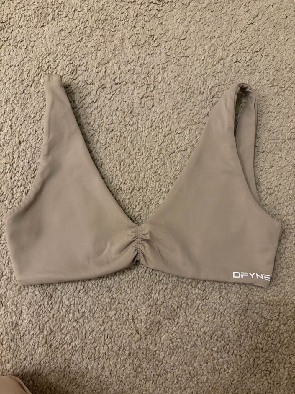 DFYNE x Hannah Pearson Neutral Taupe sports bra
